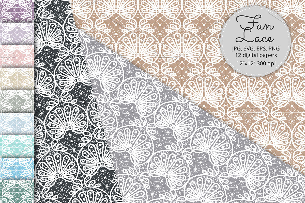 Fan Lace Seamless Patterns, a Pattern Graphic by Sveta Aho (Photo 1 of 7)