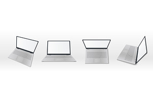 Silver laptop mockup set, a Technology Illustration by art PVP - market