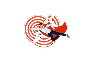 Businessman breaking through target, a Finance Illustration by pikepicture
