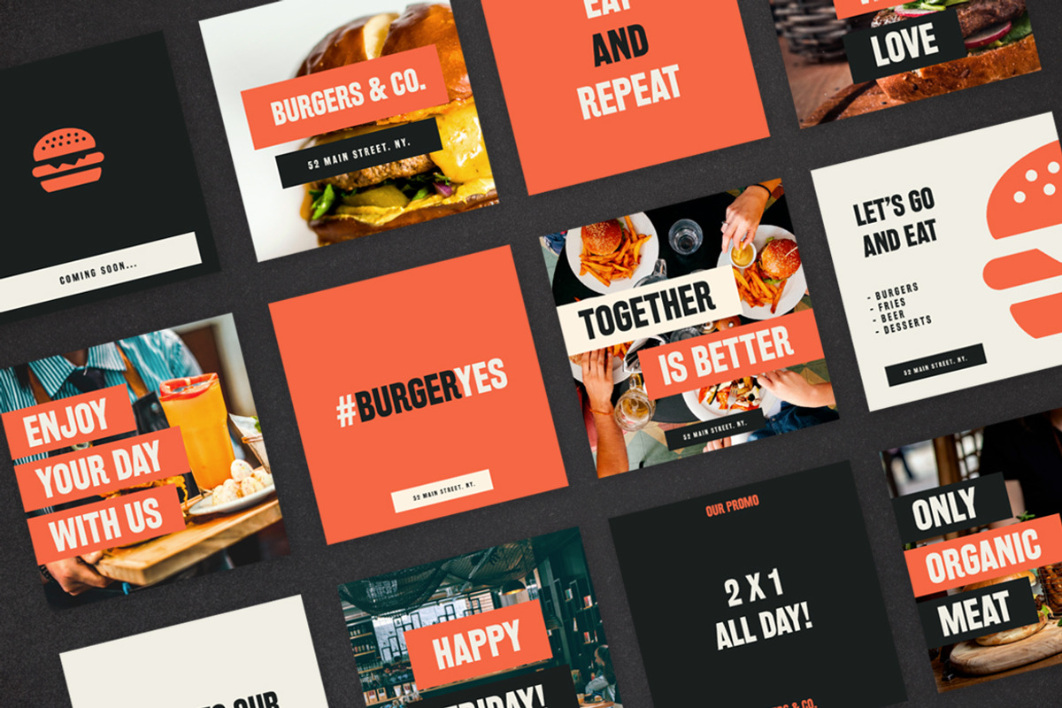 Burger & Restaurant Social Media Kit, a Social Media Template by Design District (Photo 4 of 5)