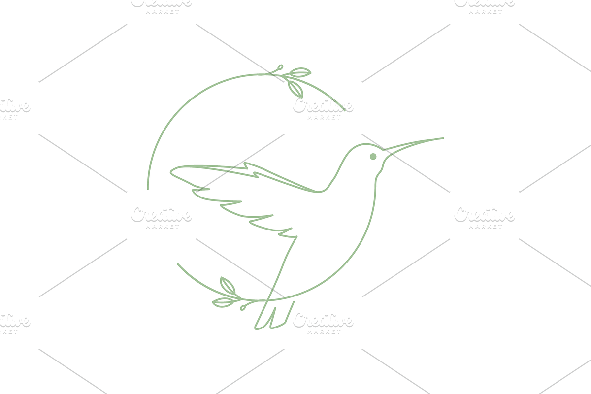 nature hummingbbird flying line logo, a Branding & Logo Template by devastd