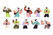 People using smartphones set, a Person Illustration by PaperTrident (Thumbnail 1 of 11)