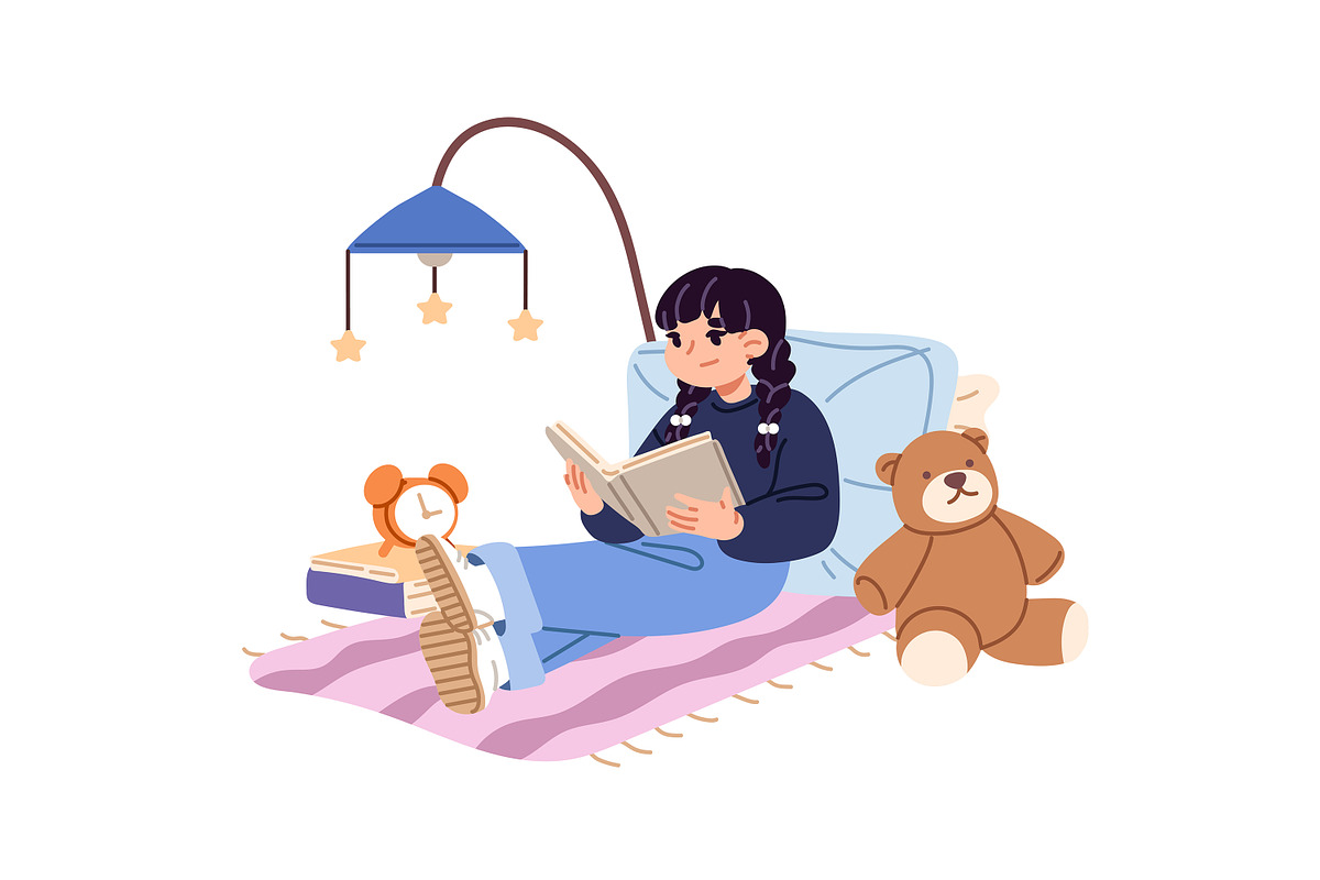 Cute kids reading paper books set, a Person Illustration by PaperTrident (Photo 9 of 9)