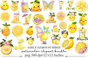 Girly Lemon Summer Clipart, an Illustration by Designking (Thumbnail 1 of 5)