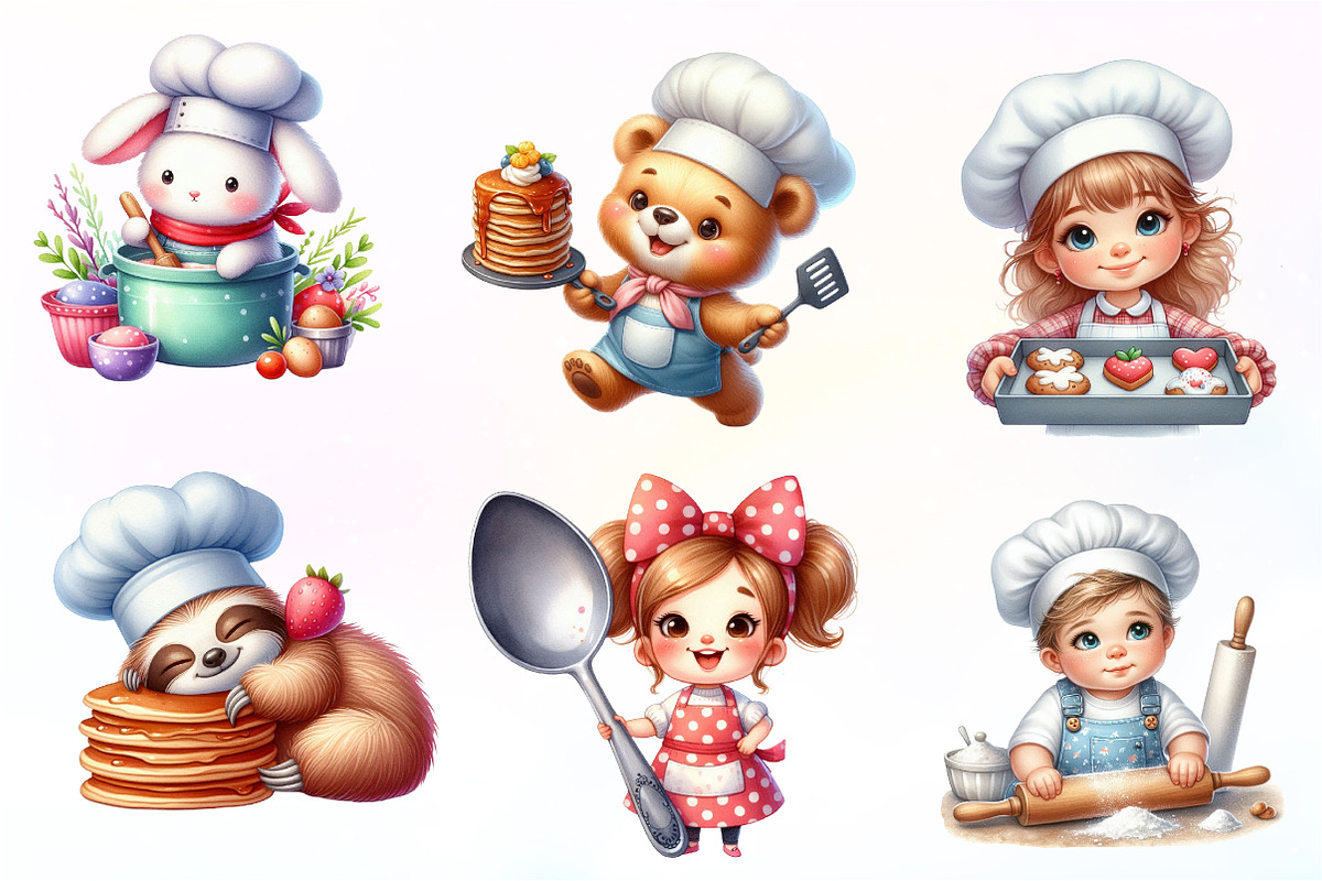 Cute little chef clipart Cooking, an Illustration by CreationArt (Photo 7 of 9)
