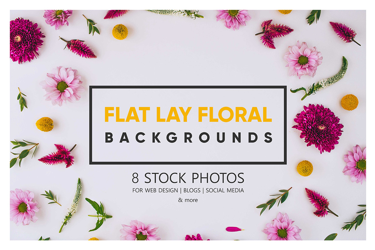Flat lay floral Stock Photo, a Mockup by GalinaMalinka (Photo 1 of 10)