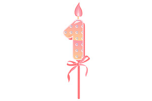 Happy Birthday cake font with pink, an Object Illustration by Zimages