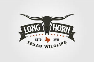 Longhorn Texas Logo Vintage Vector