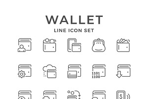 Set line icons of wallet, an Outline Icon by motorama
