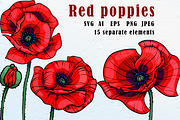 Red poppies, a Decorative Illustration by EshaStudio (Thumbnail 2 of 2)