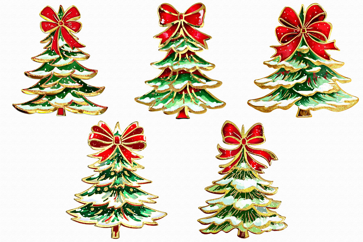 Coquette Bow Christmas Tree Clipart, an Illustration by Libby Wishes (Photo 3 of 7)
