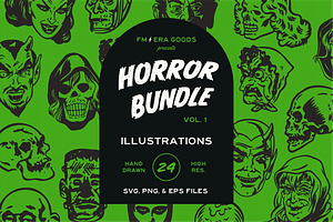 Retro Horror Illustration Bundle