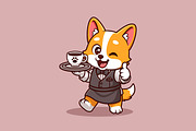 Corgi Waiters Cartoon Illustration, an Animal Illustration by Gumrega Studio (Thumbnail 1 of 2)