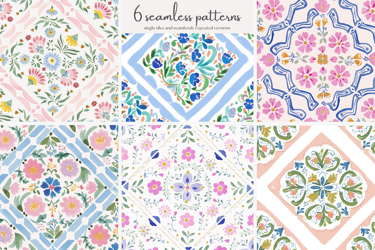 folk floral seamless patterns bundle, a Pattern Graphic by Patishop Art (Photo 1 of 9)