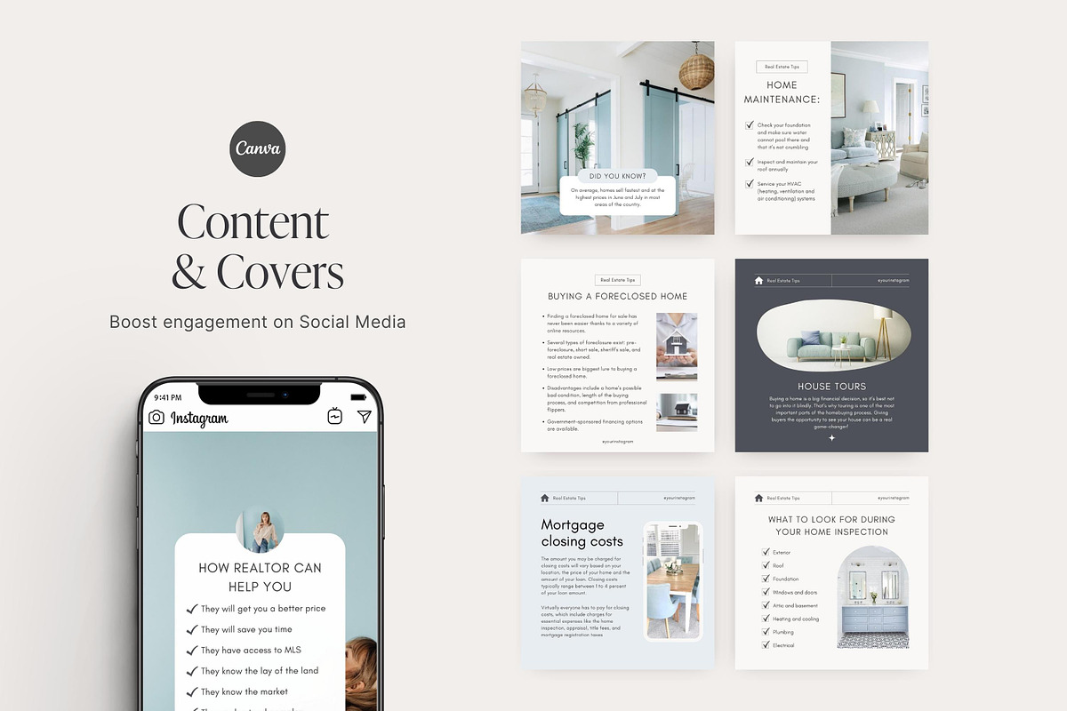 Real Estate Instagram Post Templates, a Social Media Template by LiliesandBerries (Photo 6 of 23)