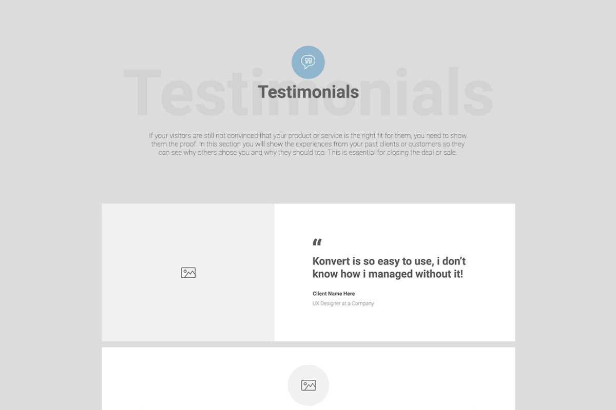 Konvert Landing Page Builder, a Wireframe Template by Web Donut (Photo 9 of 12)