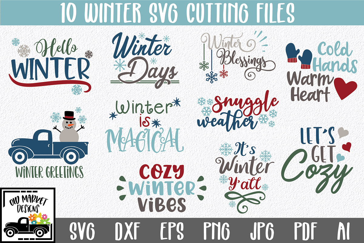 Winter SVG Cut File Bundle, an Illustration by OldMarket Designs