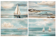 Seascape Oil Painting 'Sailboat', a Background Graphic by by creative paper (Thumbnail 12 of 16)