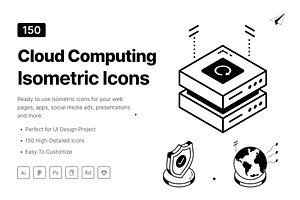 Isometric Cloud Computing Icons, an Outline Icon by Vectors Market
