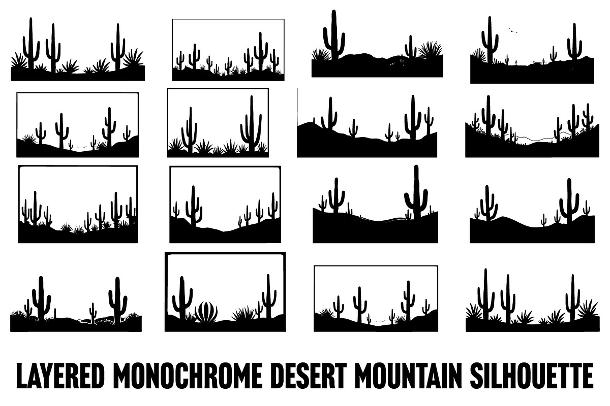 Wild Desert Cactus Scene Set, an Illustration by Creativeshirt (Photo 1 of 15)