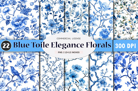 Toile Elegance Chinoiserie Florals, a Pattern Graphic by SinaCreation