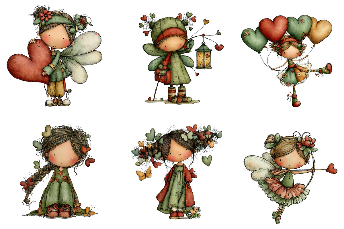 Whimsical Valentin Fairy Clipart, an Illustration by CreationArt (Photo 2 of 6)