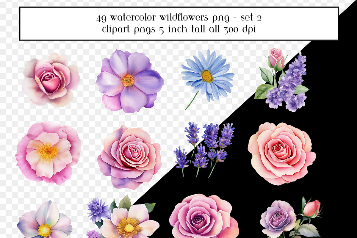 Watercolor Wildflower Clipart Set 2, an Object Graphic by AllTheKewtClipart (Photo 4 of 5)