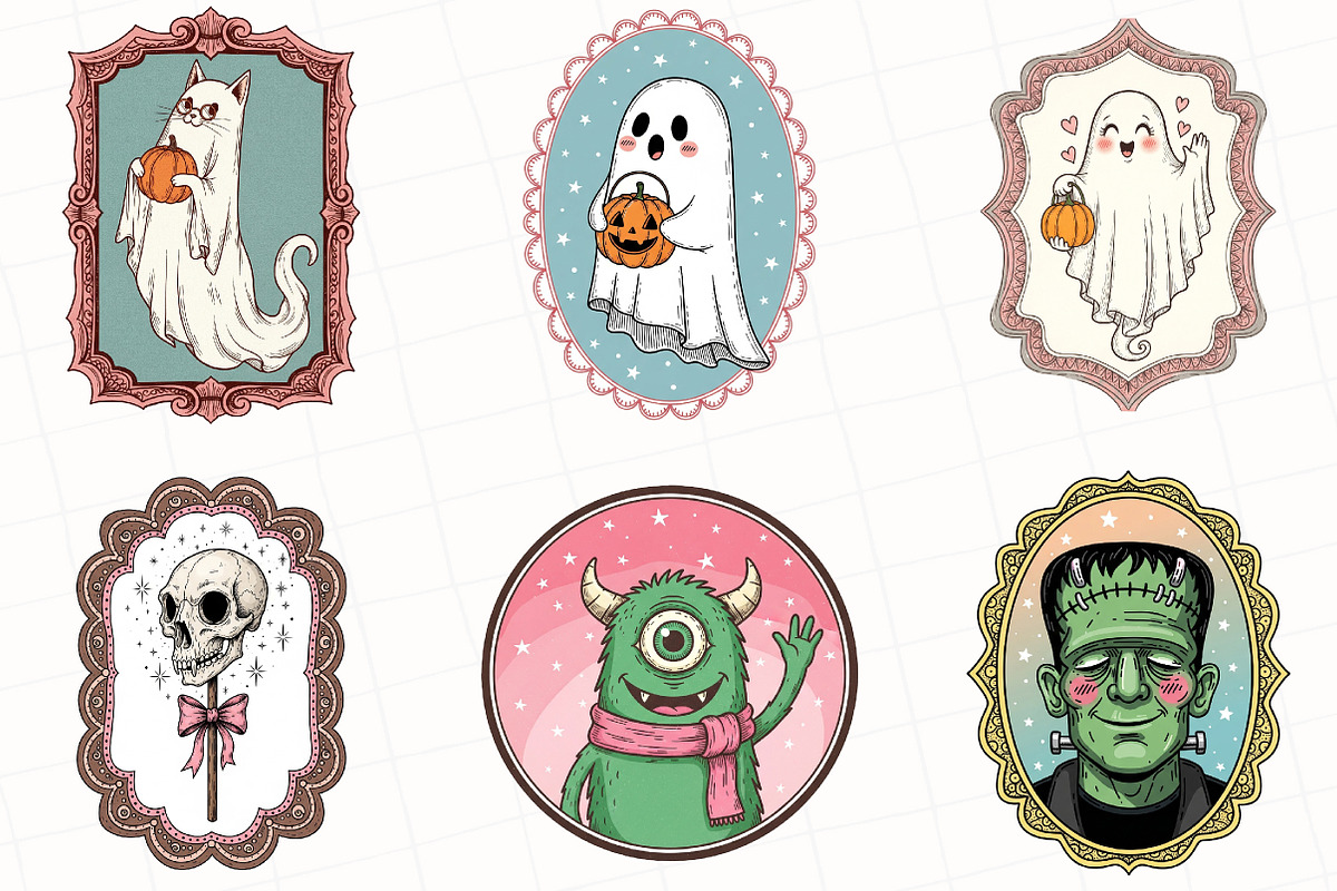 Vintage Halloween Frames Clipart, an Illustration by OK Design (Photo 2 of 5)