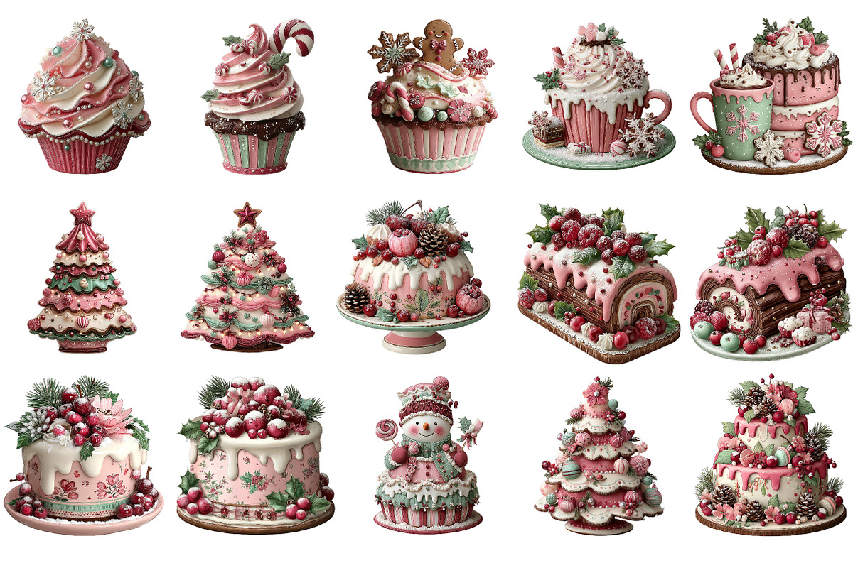 Winter Holiday Cake Clipart, an Illustration by DreamArtGraphic (Photo 2 of 4)