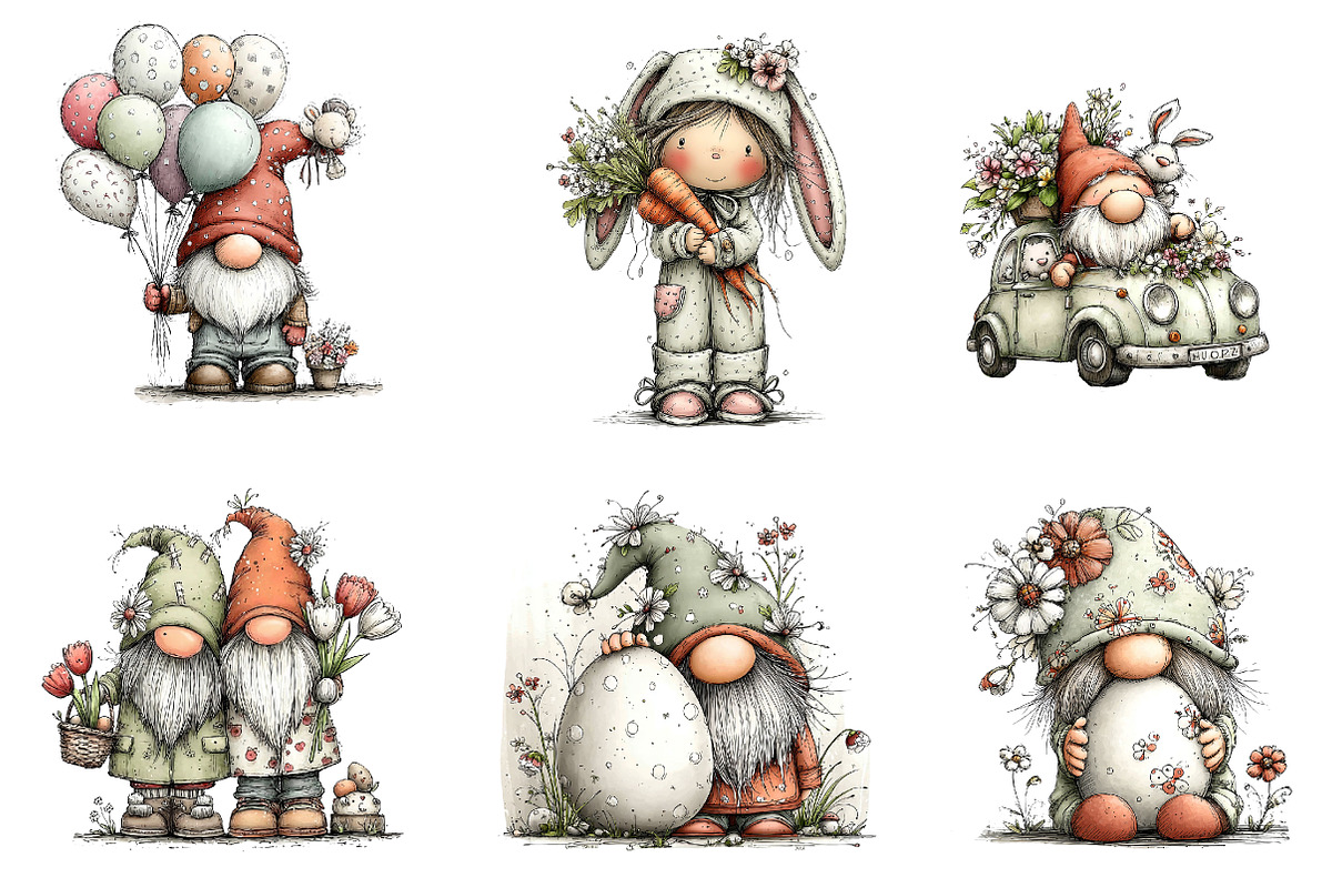 Cute Easter Gnomes Clipart, an Illustration by CreationArt (Photo 4 of 6)