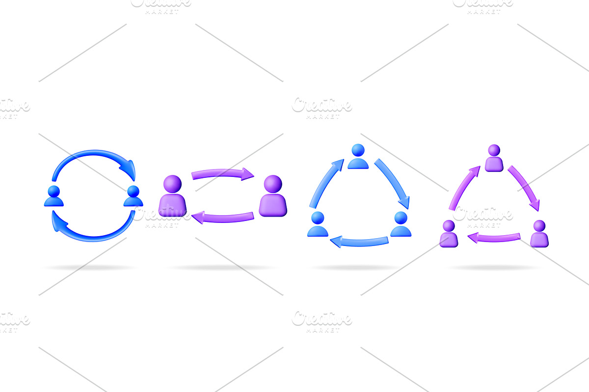 3d vector illustration set of people, an Object Illustration by Abscent