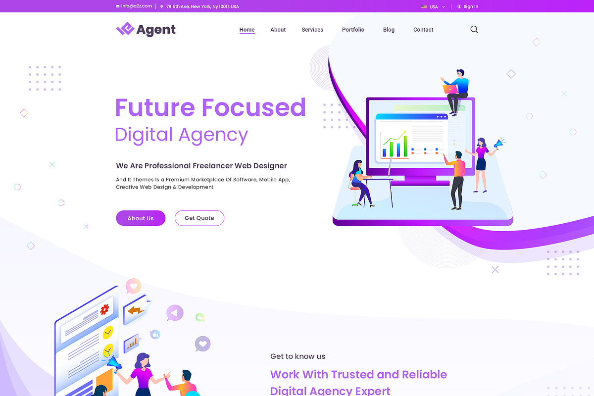 weAgent Digital Agency PSD Template, a Landing Page Template by Andit themes (Photo 3 of 8)