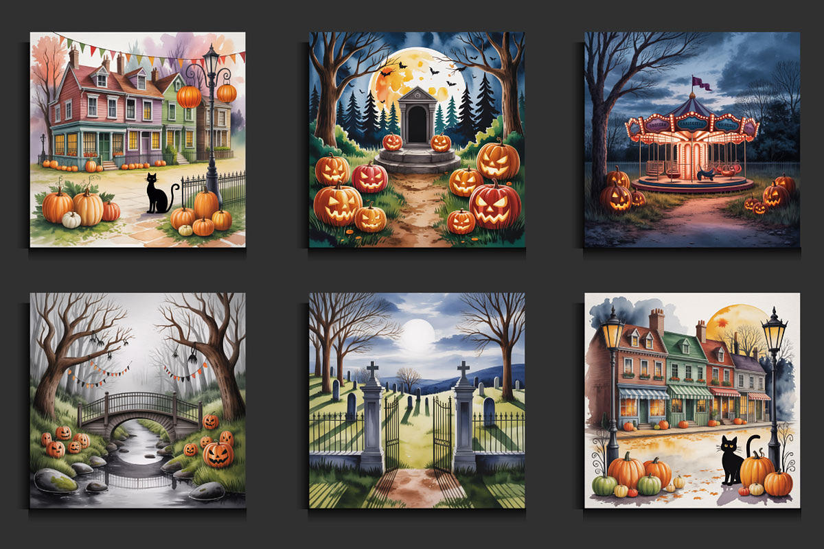 Watercolor Halloween Backgrounds, a Background Graphic by protabsorkar11 (Photo 2 of 4)