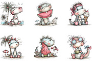 Cute Watercolor Beach Dino, a Seasonal Illustration by CreationArt (Thumbnail 2 of 5)