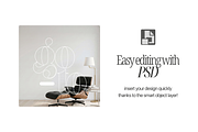 Wallpaper Mockup In Livingroom PSD, a Mockup by First Impression Mockups (Thumbnail 2 of 4)