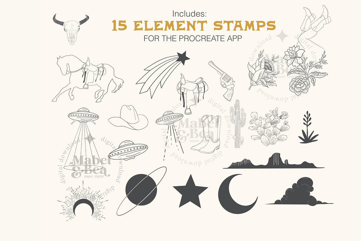 Cosmic Cowboy Stamp Brushes, a Brush Add-On by Mabel & Bea (Photo 2 of 6)