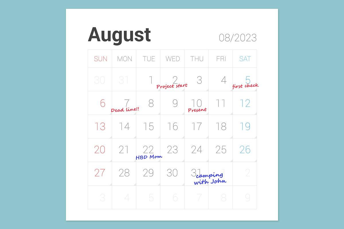 2023 Simple Calendar [Sunday], a Stationery Template by WORAKAMON Design Studio (Photo 4 of 5)