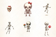 Cute Skeleton Clipart, an Illustration by CrexoraLab (Thumbnail 3 of 5)