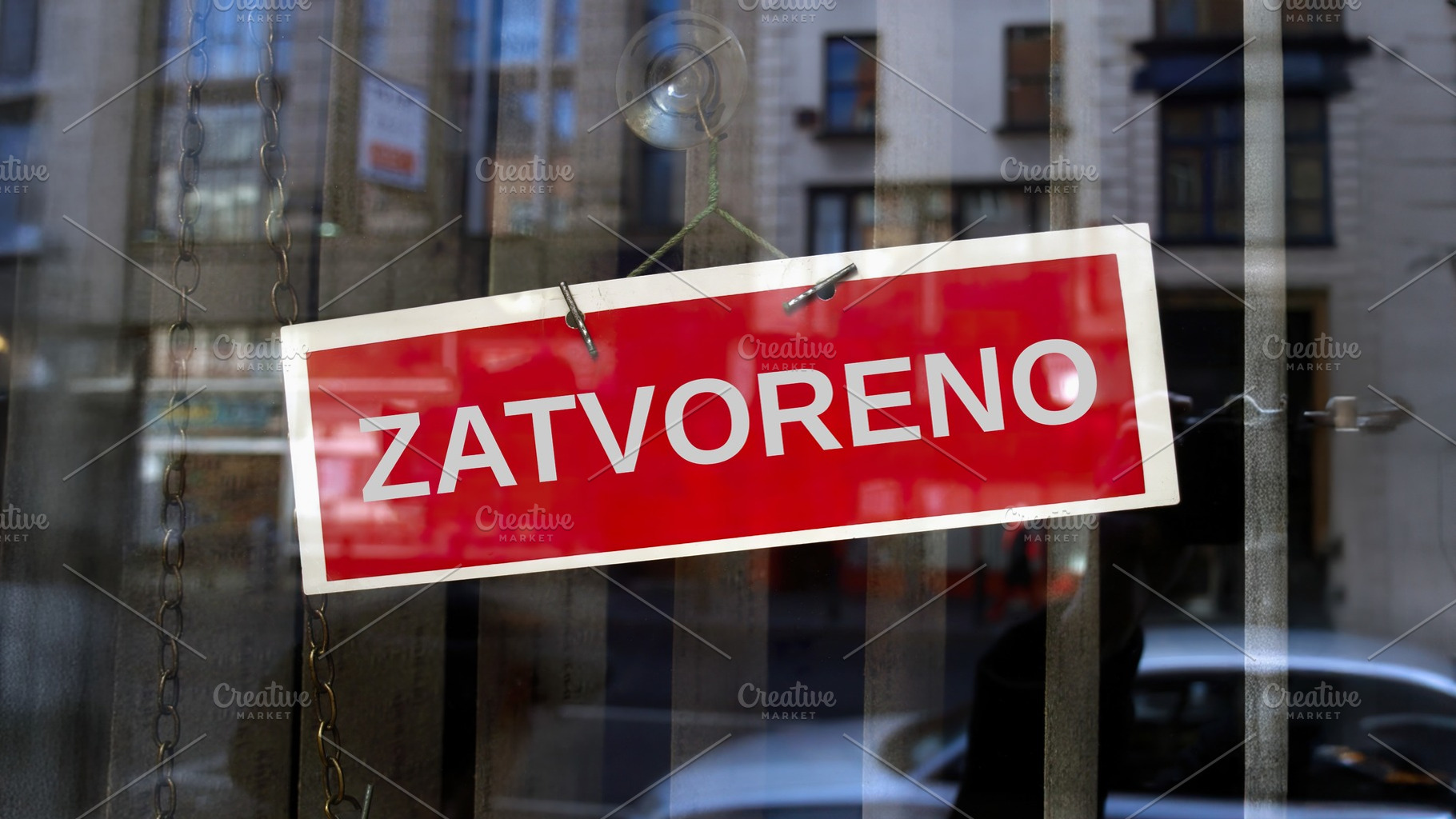 closed sign in Bosnian, a Photo by WorldPhotos