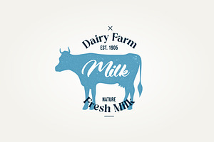 vintage dairy farm fresh milk logo, a Branding & Logo Template by Blazybone