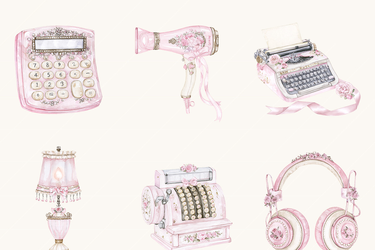 Watercolor Pastel Devices Clipart, a Technology Illustration by BusyDaydesign (Photo 4 of 9)