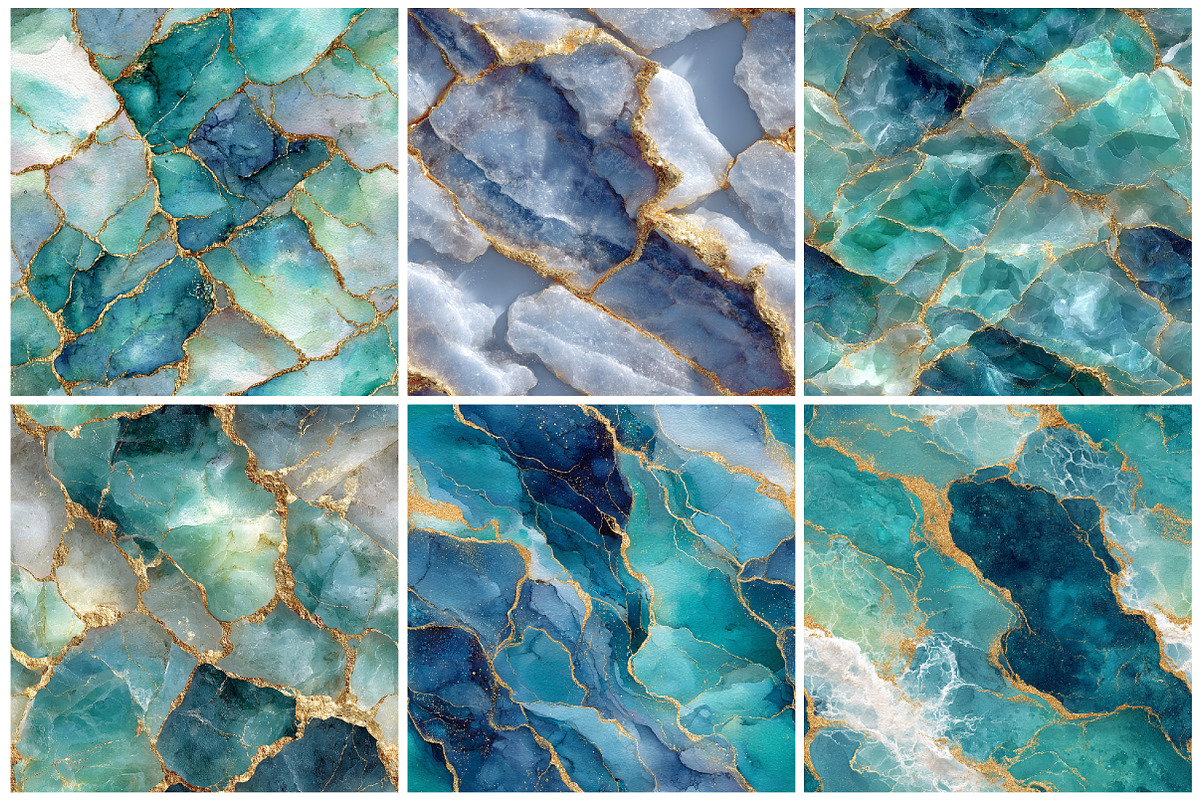 Sky Blue Gold Marble Digital Papers, a Texture Graphic by CitraGraphics (Photo 3 of 6)