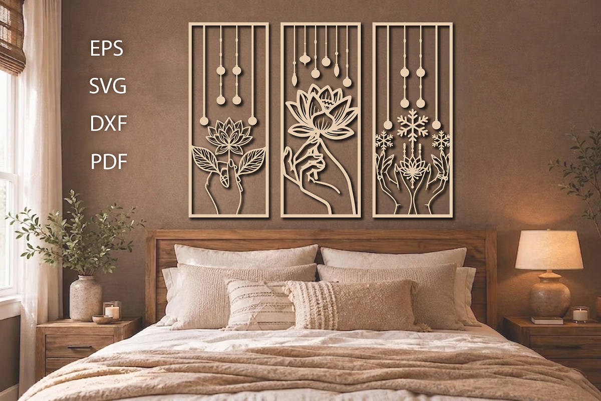 Decorative Lotus Hand Laser Cut Set, an Object Graphic by Creative Art (Photo 1 of 3)