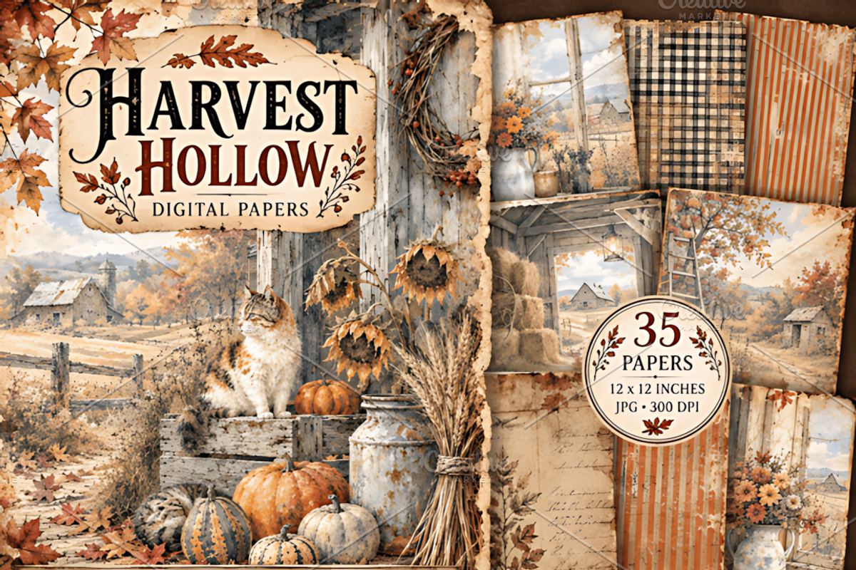 Harvest Hollow 12x12 Autumn Back, a Background Graphic by Coco Bloom (Photo 1 of 4)