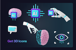 3D Artificial Intelligence Icons