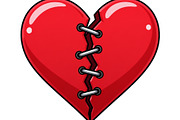 Broken red heart stitched together, an Object Illustration by ZinetroN (Thumbnail 2 of 3)
