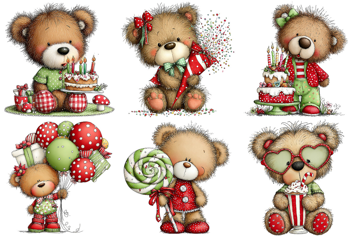 Whimsical Birthday Teddy Bear PNG, an Illustration by Craft Nest (Photo 7 of 11)