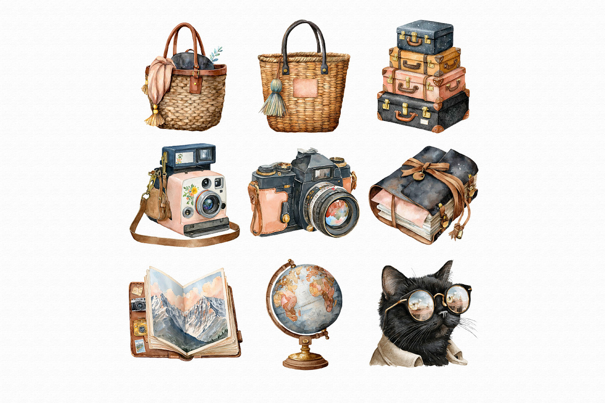 Watercolor Travel clipart, an Illustration by Libby Wishes (Photo 2 of 4)