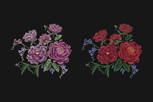 Embroidered composition with peonies, a Decorative Illustration by Good Studio