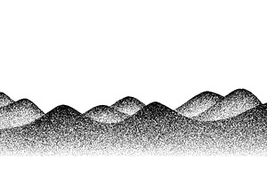 Noise mountains on grain dot sand, a Decorative Illustration by Vector Tradition